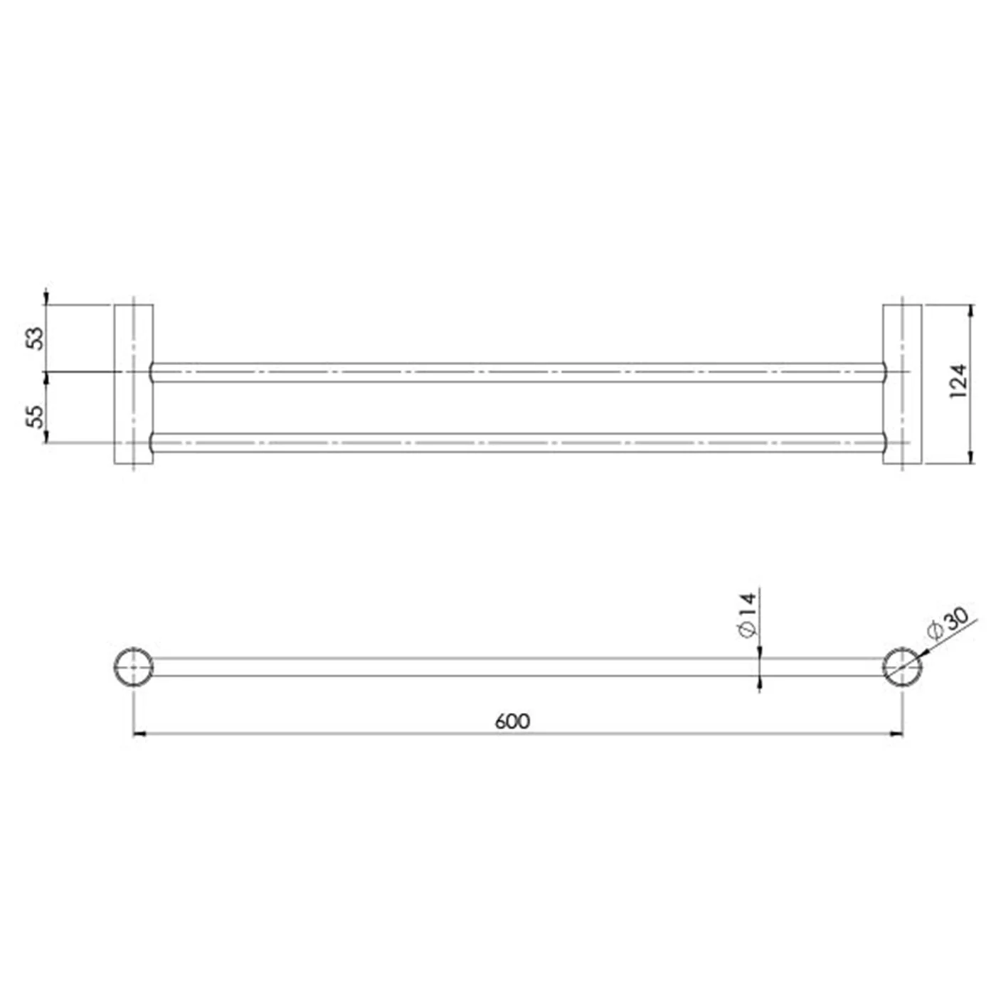 Vivid Slimline Double Towel Rail 600-800mm - Image 6