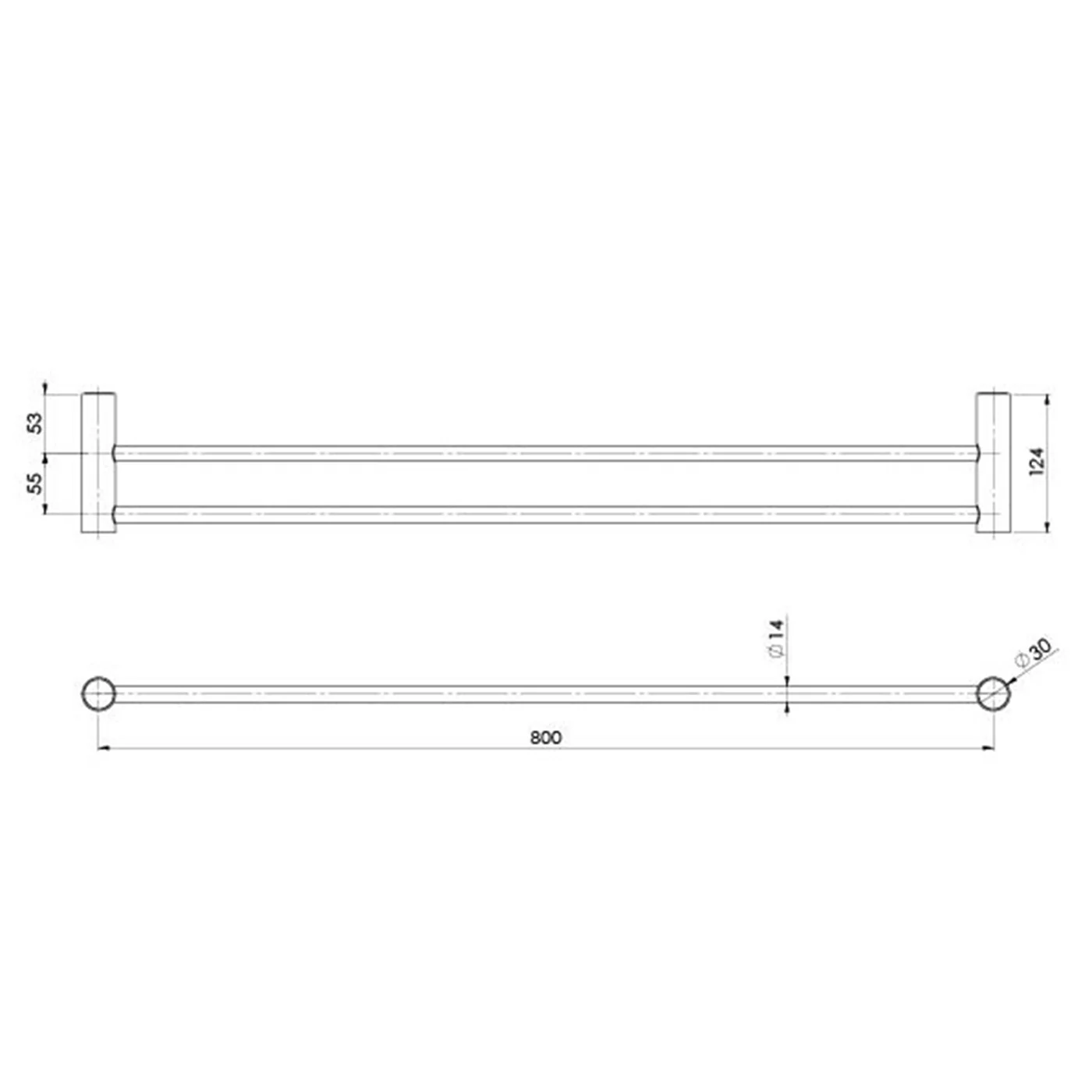 Vivid Slimline Double Towel Rail 600-800mm - Image 7