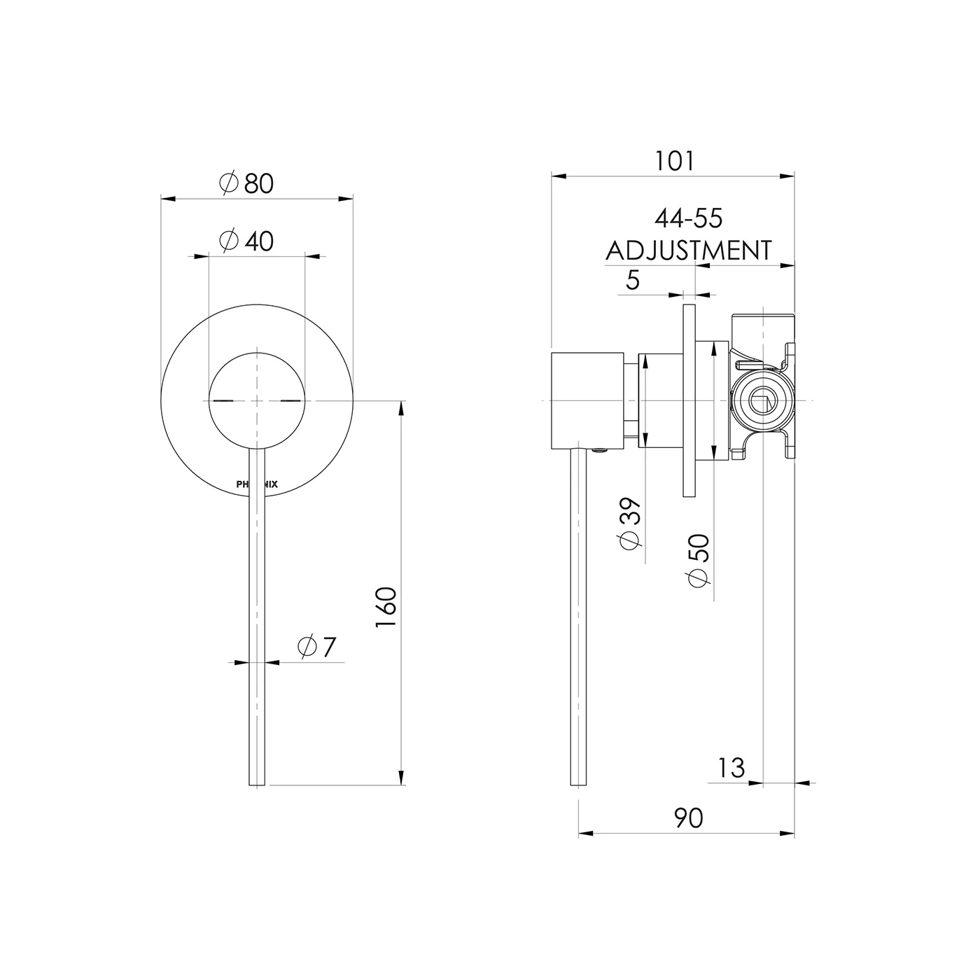 Vivid Slimline Extended Handle SwitchMix Wall Mixer - Image 6