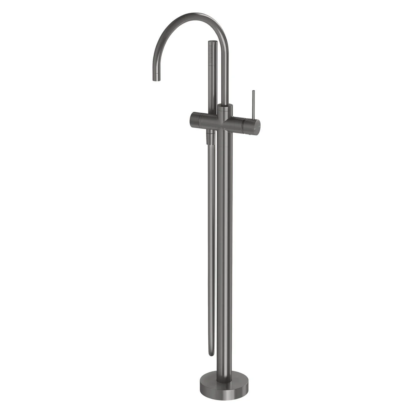 Vivid Slimline Floor Mounted Bathtub Spout with Handset - Image 2