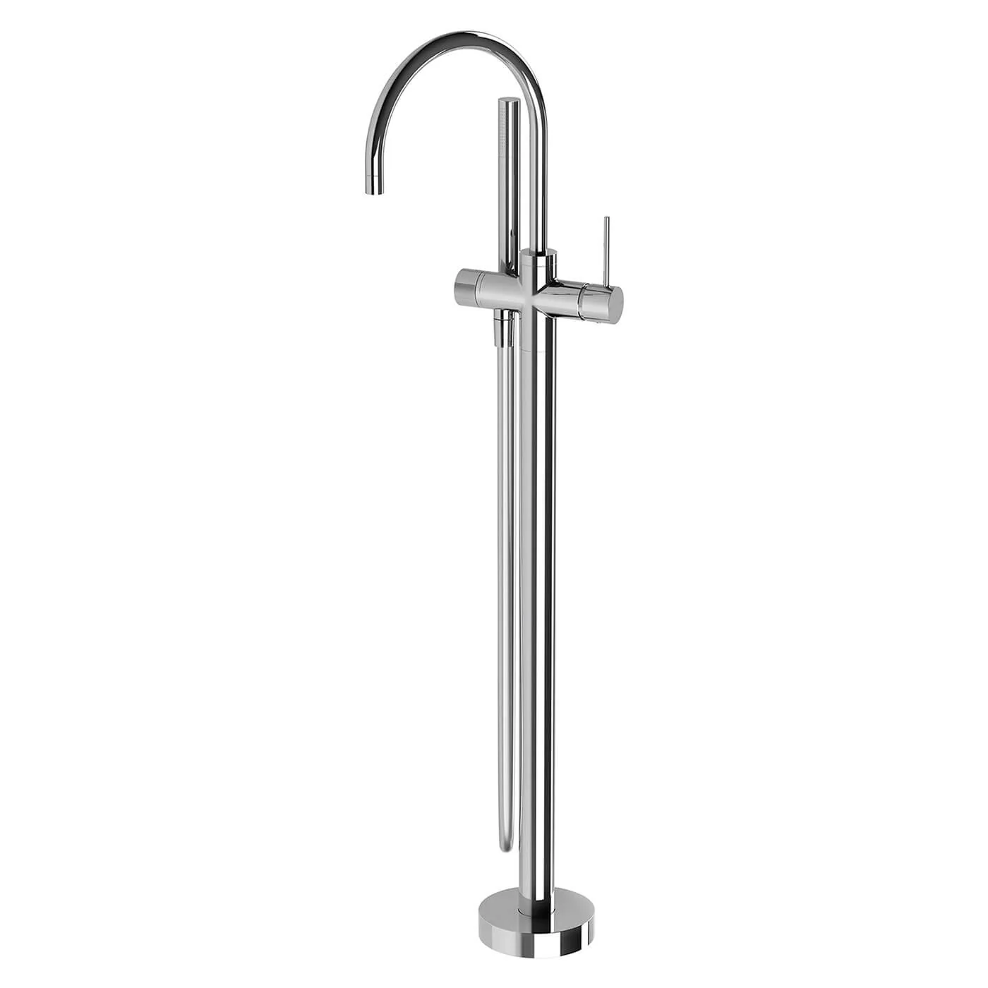 Vivid Slimline Floor Mounted Bathtub Spout with Handset - Image 4