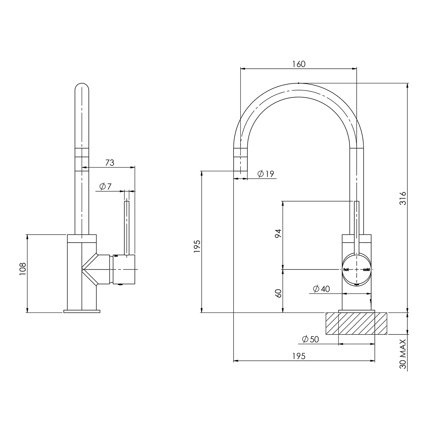 Vivid Slimline Gooseneck Sink Mixer - Image 7