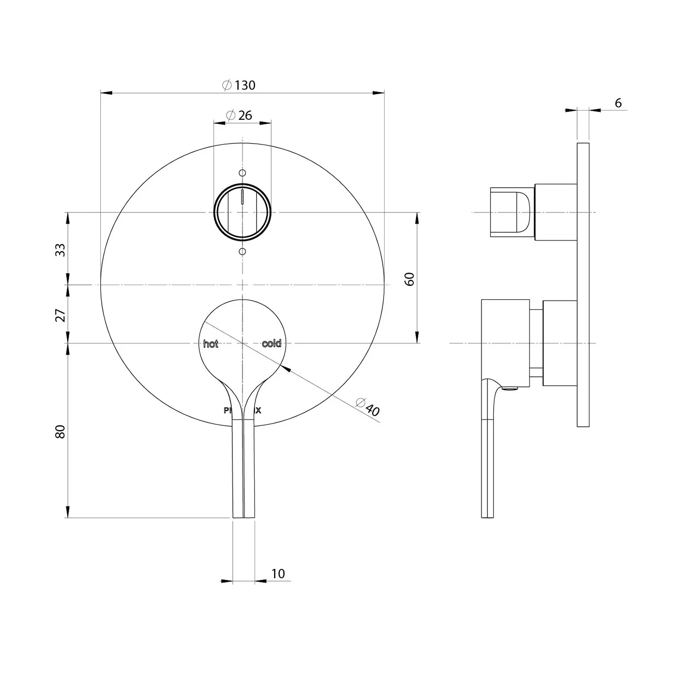 Vivid Slimline Oval SwitchMix Diverter Wall Mixer - Image 5