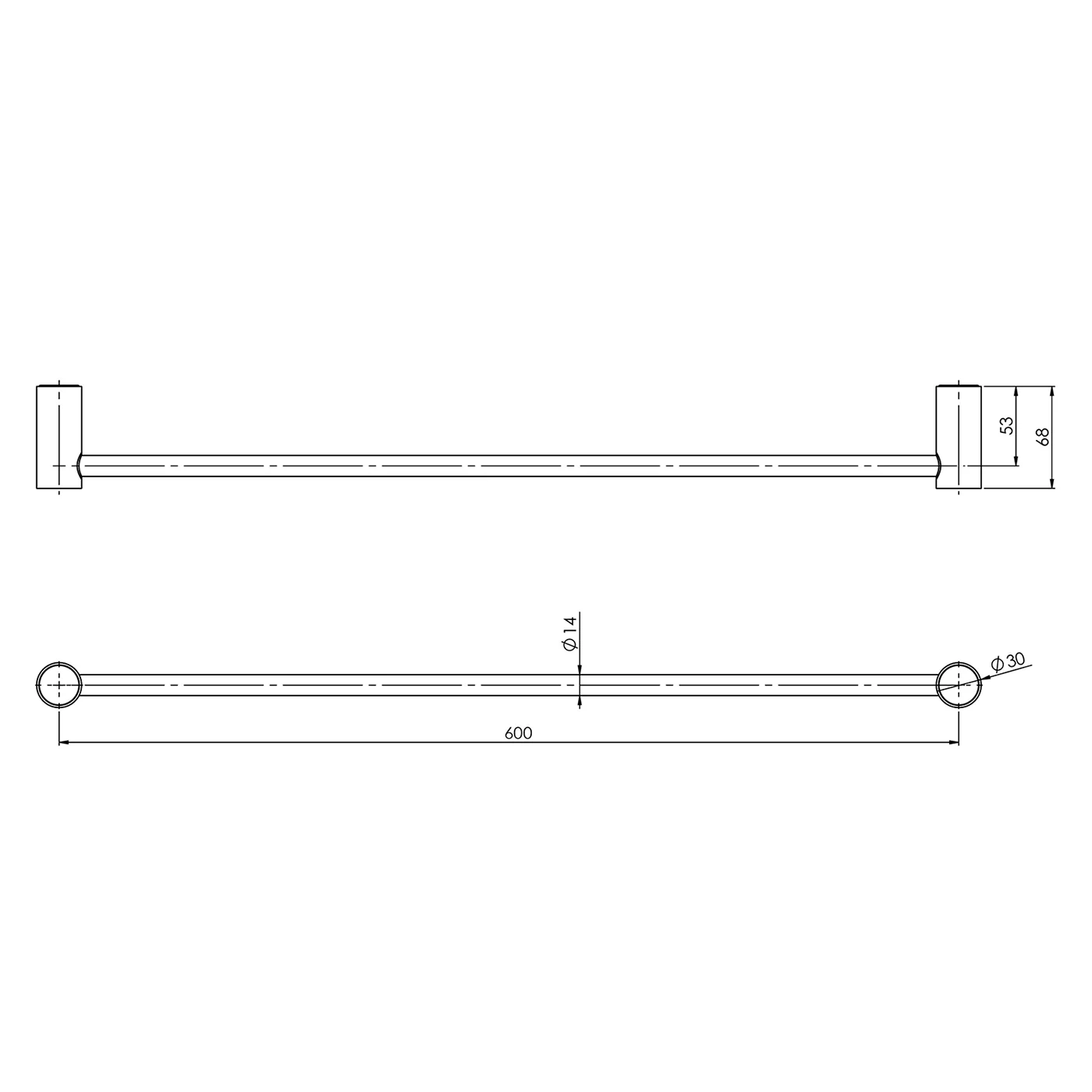 Vivid Slimline Single Towel Rail 600/800mm - Image 6
