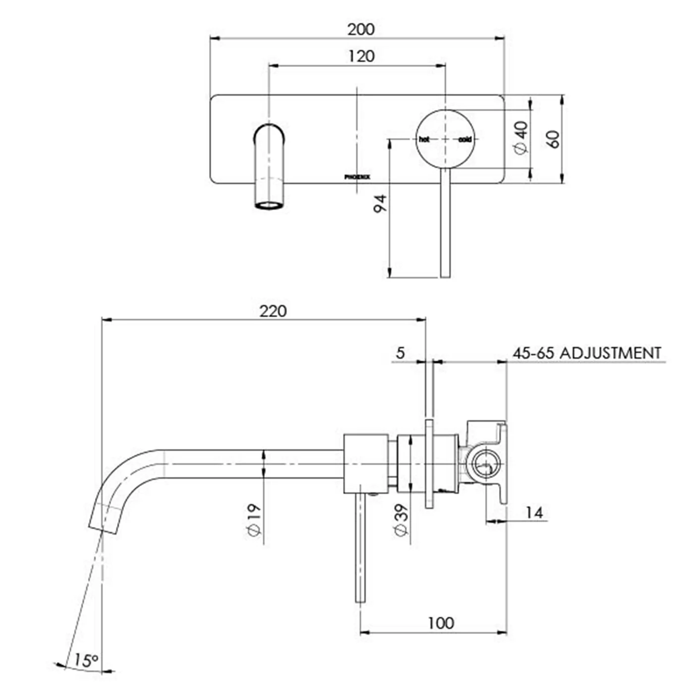 Vivid Slimline SwitchMix Wall Mixer Set - Image 7