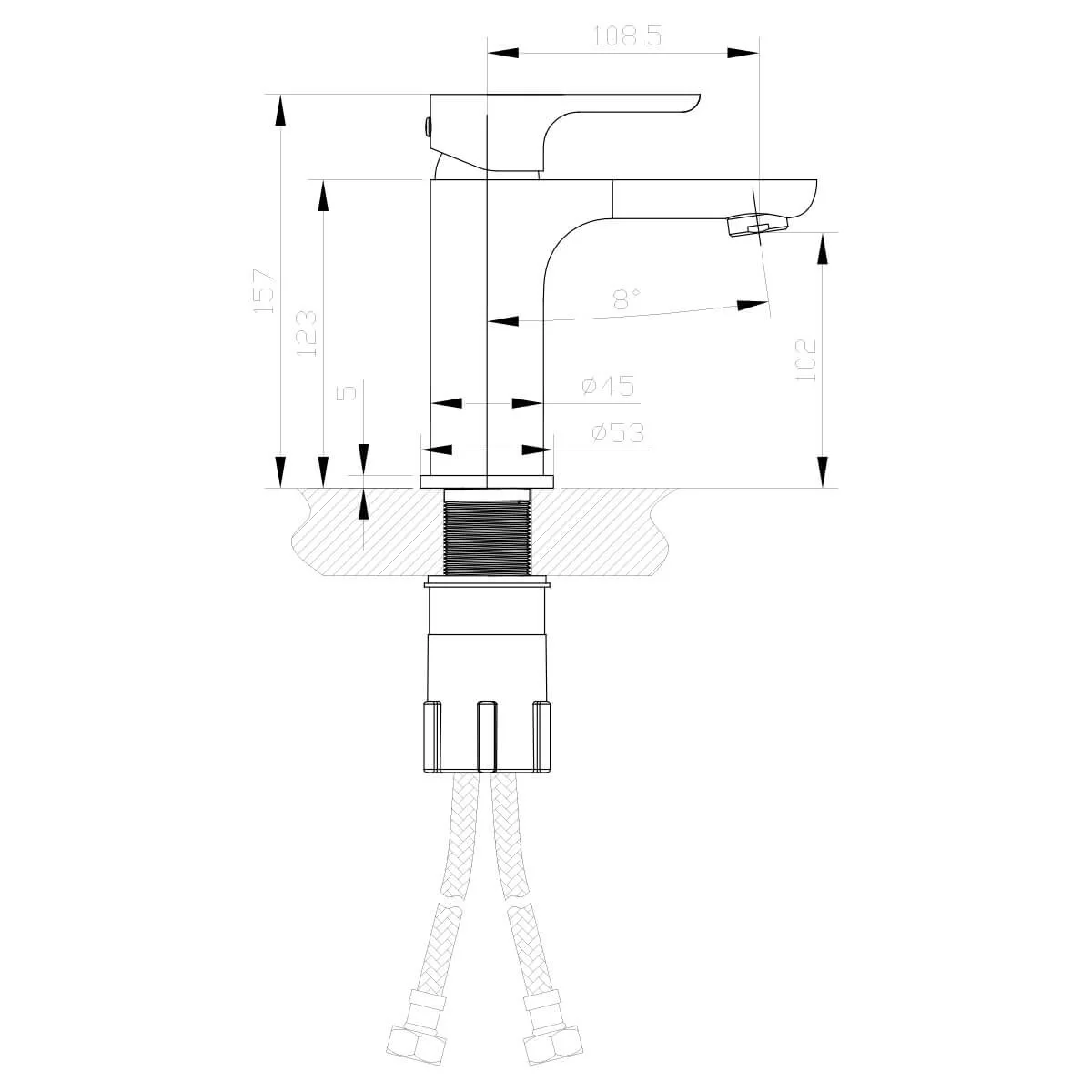 Vogue Slim Short Basin Vanity Mixer - Image 5