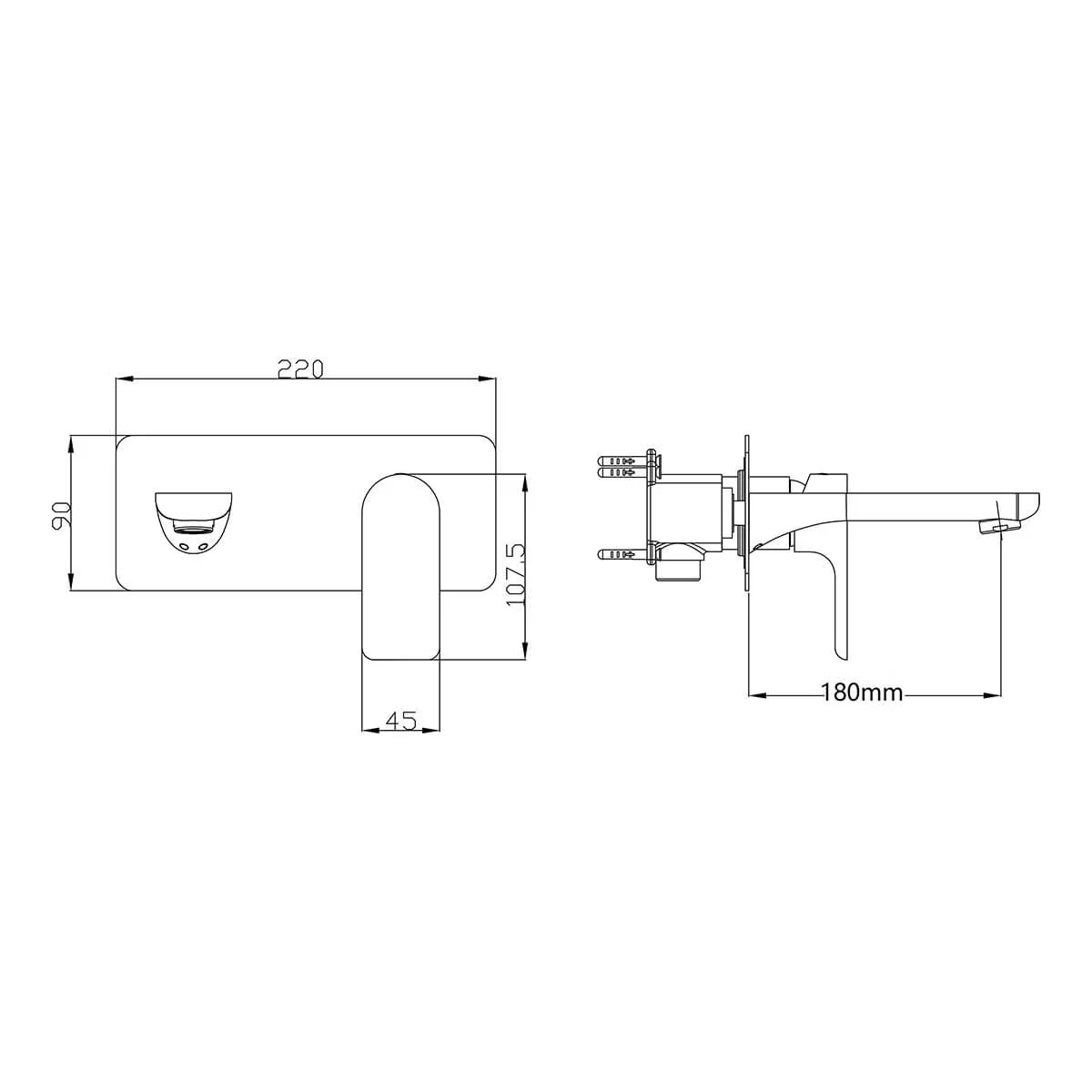 Vogue Slim Wall Mixer and Spout Set - Image 3