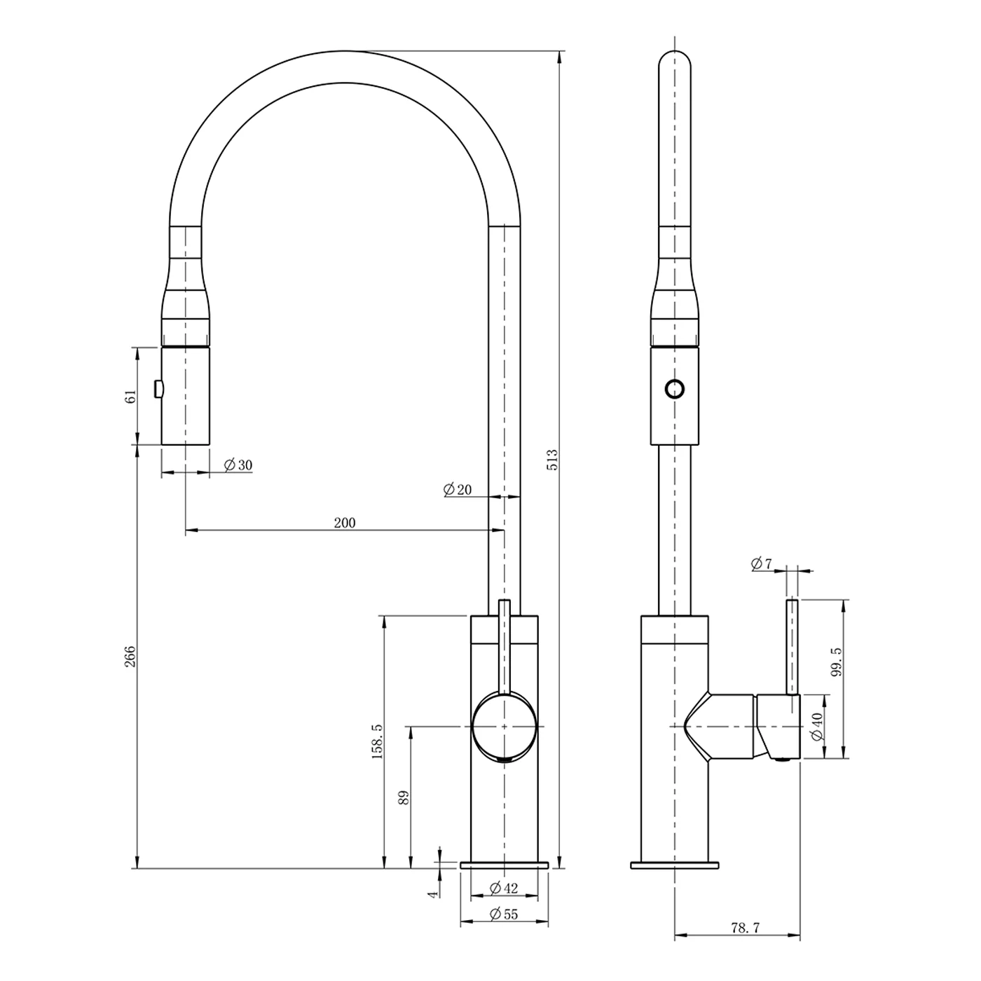 Vue Pull Out Sink Mixer with Veggie Spray - Image 6