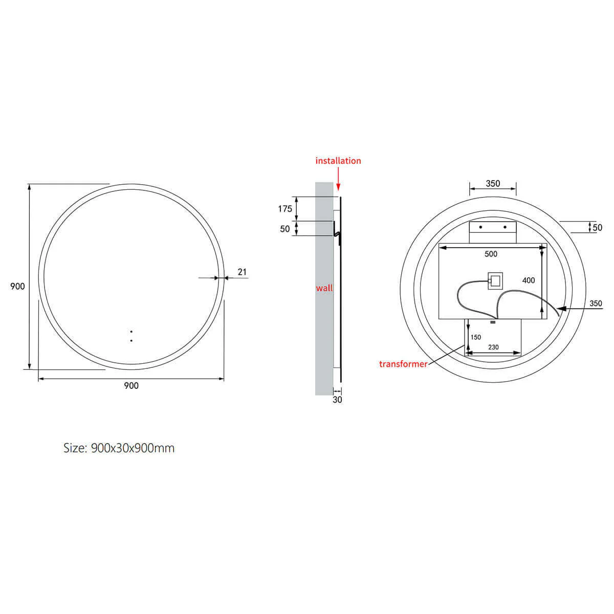 Windsor Circle Framed Backlit LED Mirror - Image 10