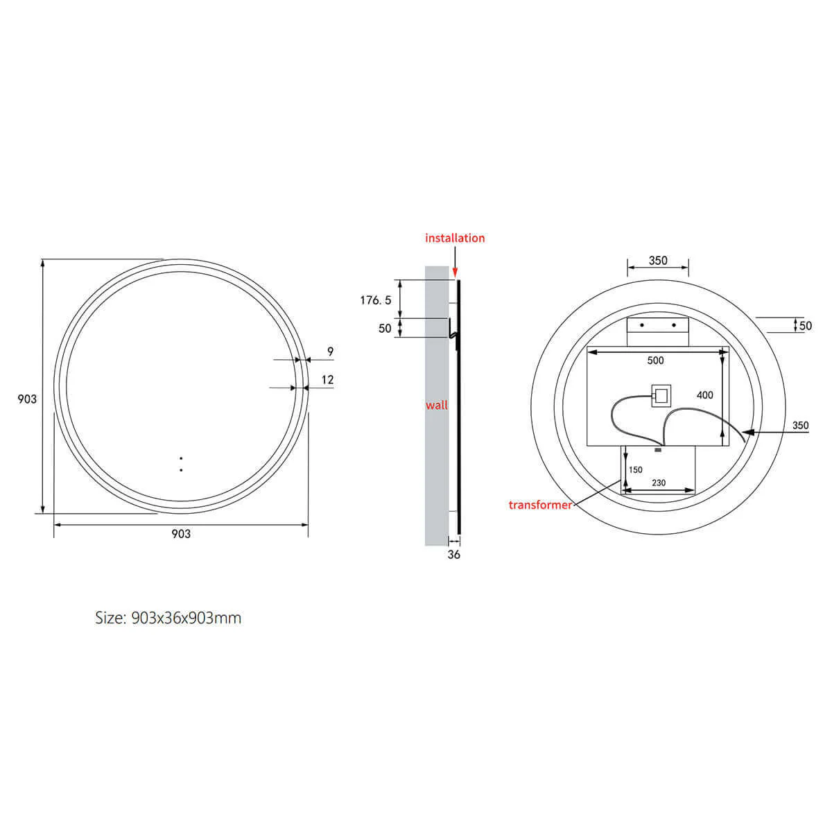 Windsor Circle Framed Backlit LED Mirror - Image 11